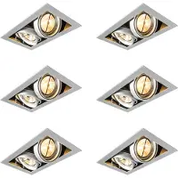 QAZQA Ensemble de 6 spots encastrables en acier AR111 orientables 2 lumières - Oneon