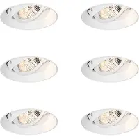 QAZQA Ensemble de 6 spots encastrables modernes blancs GU10 AR70 ronds sans bordure - Oneon