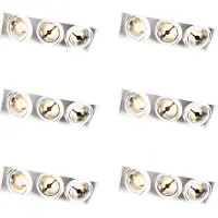 QAZQA Ensemble de 6 spots encastrables blancs AR111 sans bordure 3 lumières - Oneon
