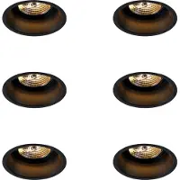 QAZQA Ensemble de 6 spots encastrables modernes noirs AR70 - Dept
