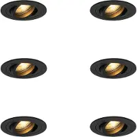 QAZQA Ensemble de 6 Spots Encastrables Modernes Noirs - Rondoo