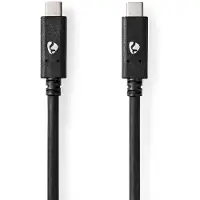 Nedis Câble USB - USB 3.2 Gen 2 - USB-C mâle - USB-C mâle - 100 W - 4K@60Hz - 10 Gbps - Nickelé - 1,00 m - Rond - PVC - Noir - Boîte