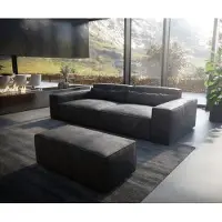 DELIFE Grand Canapé Sirpio XL 270x130 cm Cuir synthétique Vintage Anthracite avec Tabouret