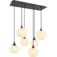 Globo Lighting Suspension anthracite Maxy avec verre blanc 6 lumières