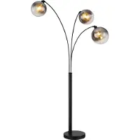 Globo Lampadaire noir Newcastle Sphère Smoke Glass 3 lumières