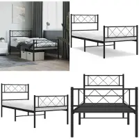 vidaXL Cadre de lit avec tête et pied de lit en métal noir 75x190 cm