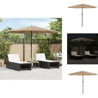 vidaXL Parasol avec LED et mât en acier brun 324x324x247 cm