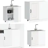 vidaXL Armoire basse de cuisine Kalmar Blanc Matériau dérivé du bois