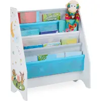 Relaxdays Bibliothèque Enfants, 4 Casiers Suspendus, Motif Feu, étagères Pour Livreshlp: 71x62x29 Cm, Multicolore -