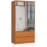 Akord Armoire 2 Portes 2 Tiroirs 2 Miroirs Aulne 90X51X180