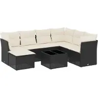 vidaXL Ensemble de jardin canapé 8 pièces avec coussins noir poly rotin