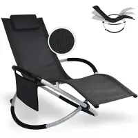 FlinQ Foldable Lounger XXL Aura - Fauteuil de relaxation avec fonction de balancement - Chaise de jardin - Lit de soleil - Chaise longue de jardin Chaise de camping - Chaises de jardin avec coussins