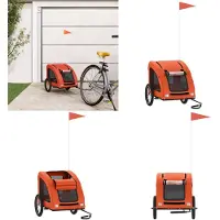 vidaXL Remorque pour vélo pour chiens Orange Tissu Oxford et fer