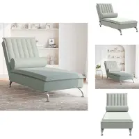 vidaXL Chaise longue de massage avec traversin gris clair velours