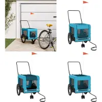 vidaXL Remorque pour vélo Chiens Bleu et Noir Tissu Oxford & Fer