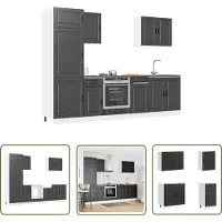 vidaXL Ensemble d'armoires de cuisine Kalmar 7 pièces noir bois composite