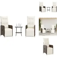 vidaXL Chaises d'extérieur 2 pcs. avec table Marron Poly Rattan