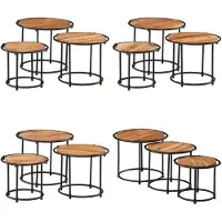 vidaXL Tables gigognes 3 pcs bois massif d'acacia
