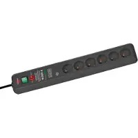 Brennenstuhl Parafoudre H05VV-F 3G1,5 6 prises 3m et avertissement acoustique noir