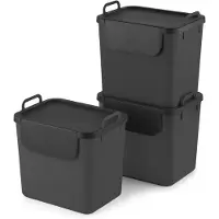 Rotho Set de 3 poubelles de recyclage 30 L JIVE, Poubelle, Gris