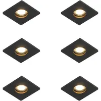 QAZQA Ensemble de 6 spots encastrables modernes noirs pour salle de bain - Doku