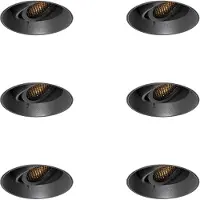 QAZQA Ensemble de 6 spots encastrables modernes noirs GU10 ronds sans bordure - Oneon Honey