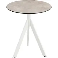 Essentials Table de terrasse Infinity Tripod, structure blanche + plateau en stratifié haute pression Moonstone Ø70 cm, 1 pièce