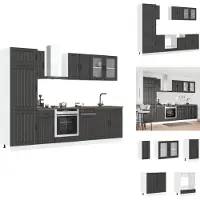 vidaXL Ensemble d'armoires de cuisine Kalmar 8 pièces noir bois composite