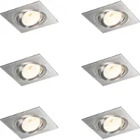 QAZQA Ensemble de 6 spots encastrables en acier inclinables - Lock 1