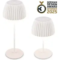 Briloner CHAMP Lampe de table LED sans fil IP44,dimmable, tactile, batterie, German Design Award Winner 2025, blanc, Ø14,5 x 36,5 cm