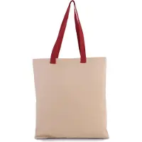 Kimood Pack 50 Sac shopping plat en toile avec poign?es contrast?es Natural/Magenta - Kimood KI0277 - Taille One Size