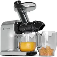 Kitchenbrothers Slowjuicer - Compact - Extracteur de jus - Presse-légumes et fruits - 45 mm - 500 ml - Gris