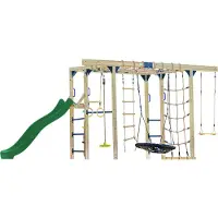 Axi Aire De Jeux En Bois Marron Avec Toboggan Vert