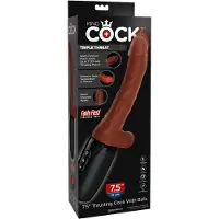 King Cock Plus - gode vibrant réaliste avec testicules 19 cm - marron