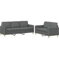 vidaXL Ensemble de canapés 2 pièces avec coussins Tissu gris foncé