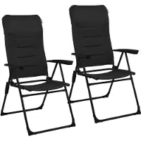 TRVLMORE Chaise de camping - 7 positions - Duo Pack - Capacité de charge 120 kg - Position allongée - Chaise pliante - Chaise pliante - Noir