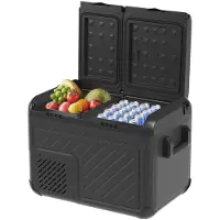 Auronic Electric Cool Box - Compresseur - Deux zones - 12V 230 Volt - Voiture - 45L - Frigobox - Noir/Gris