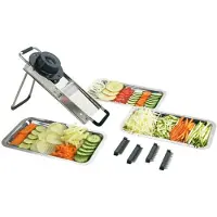 HorecaTraders Coupe-légumes | acier inoxydable | Mandoline | peignes à 4 lames