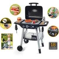 Smoby Gril av. Accessoires - 18 Parties - Noir - - UneTaille - Jouet de Cuisine