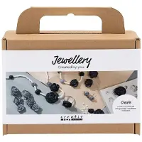 Creativ Company Kit de bricolage de bijoux noir et blanc - Kit de loisirs créatifs pour enfants
