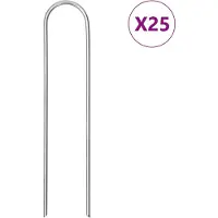 vidaXL Piquets de sol en forme de U 25 pcs 15x3,5 cm acier galvanisé