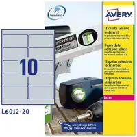Avery L6012-20 étiquette d'imprimante Argent