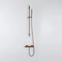 FortiFura Calvi Ensemble de robinet de douche - barre curseur - douchette stick - flexible lisse - Cuivre brossé PVD SW970053/SW970036/SW799407/SW970046/