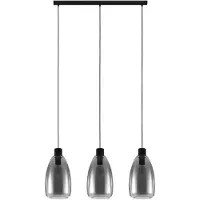 Eglo Lampe à suspension en verre Chelvey 3 lumières noir avec verre fumé