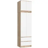 Akord Armoire Avec Surmeuble 2 Portes 2 Tiroirs Chêne Sonoma/Blanc 60X51X234