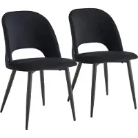 Oviala Lot De 2 Chaises En Acier Et Velours Noir