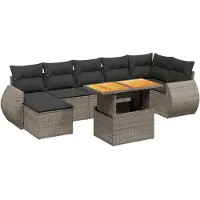vidaXL Ensemble de jardin canapé 8 pièces avec coussins Gris Poly rotin