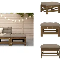 vidaXL Tabouret de jardin avec coussin Marron miel Pin massif