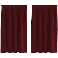 vidaXL Rideaux occultants 2 pcs vin rouge 140 x 140 cm velours