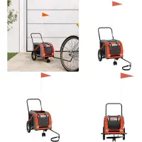 vidaXL Remorque pour vélo Chiens Orange et noir Tissu Oxford & fer
